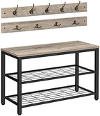 HOOBRO Hall Tree with Bench, Coat Rack Shoe Bench Set, Entryway Shoe Rack with Coat Hooks, Hall Tree Coat Rack, 27.6" L x 11.8" W x 18.1" H, Mud Room, for Foyer, Front Door, Greige BG07MT01 by HOOBRO