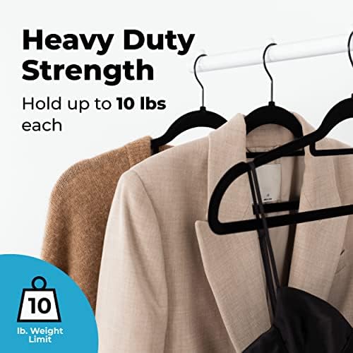 Fontaines Luxury Black Velvet Felt Non Slip Clothes Hangers 50 Pack - Ultra Slim & Space Saving - Heavy Duty Swivel Hook for Clothing, Suit, Top, Tie, Shirt, Skirt & Pant Organization - Image 4
