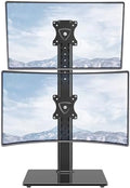 MOUNTUP Vertical Dual Monitor Stand, Stack Two Screens up to 32 inches,33 Lbs, Free-Standing Monitor Desk Mount, Monitor Riser with Swivel, Tilt, Height Adjustable, VESA Stand 100 x 100mm, 75 x 75mm by MOUNTUP