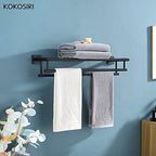KOKOSIRI Bath Towel Rack with Double Towel Bars Bathroom Towel Shelf 24 Inch Towel Holder Wall Mounted Stainless Steel, Matte Black, B6005BK-L24 - Image 5