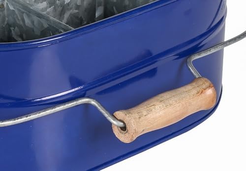 Alpha Living Home 4 -Section Galvanized Utensil Silverware Caddy - Farmhouse Organizer with 4 Compartments and Wooden Handle - Versatile Storage for Kitchen, Outdoor & Party Essentials (Blue) - Image 5