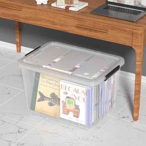 Farmoon 70 Quart Large Plastic Lidded Storage Container Bin, 4 Packs, Clear - Image 6