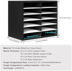 PAG-Mass Countertop Mail Sorter Organizer, Wooden Literature Organizer, Student Mailbox for Classroom, Desktop Bill Organizer for Office Home School, 12 Compartments, Black&White - Image 2