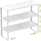 Heavy-Duty Adjustable Metal Shelf Organizer - Expandable & Stackable Pantry Storage Rack for Kitchen, Bathroom, RV, Cabinets(3 Packs/White, Large) by Unknown