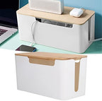 Cable Management Box Small Cord Hider Box with Wooden Lid for Tv Wires Routers Computers Cables Home and Office - Image 2