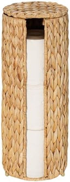 PINXIURY Water Hyacinth Paper Roll Holder, Wicker Toilet Paper Holder Stand for Bathroom, 3 Rolls of Toilet Paper Storage, Toilet Roll Holder Stand for Bathroom and Under Sink by PINXIURY