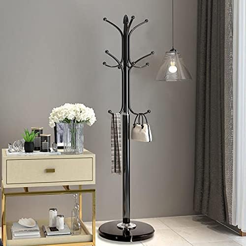 Kertnic Freestanding Coat Rack Stand, Heavy Duty Metal Hall Tree with 12 Hooks, 70 Inch Tall Stable Coat Hanger with 14.6" Natural Marble Base, Entryway Organizer for Coats Bags Hats Purses (Black) - Image 2