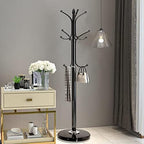 Kertnic Freestanding Coat Rack Stand, Heavy Duty Metal Hall Tree with 12 Hooks, 70 Inch Tall Stable Coat Hanger with 14.6" Natural Marble Base, Entryway Organizer for Coats Bags Hats Purses (Black) - Image 2