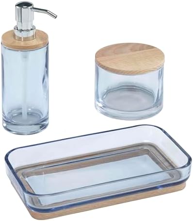 IZOD - Bathroom Set, Glass Lotion Pump, Vanity Tray & Covered Jar by IZOD