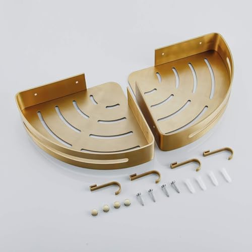 Brushed Gold Color 2 Packed Bathroom Shelves Shower Corner Caddy Organizer Shampoo Holder,Adhesive or Drilling - Image 6