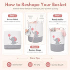 Elephant Baby Laundry Basket for Girl Nursery, Pink Rope Hamper, 20x15 in - Image 7