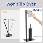 RUACQ Toilet Paper Holder Stand with Toilet Brush & Holder Set, Matte Black - Image 6