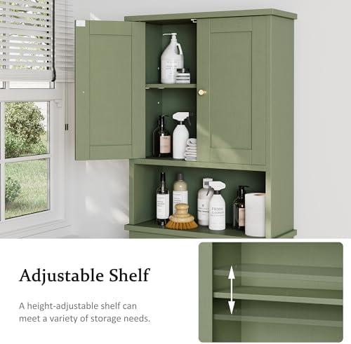 Over the Toilet Storage Cabinet, Bathroom Storage Organizer, Green - Image 4