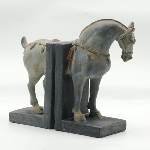Lukitas Tang Horse Decorative Bookends, Heavy Duty Non-Slip Book Holders - Image 5