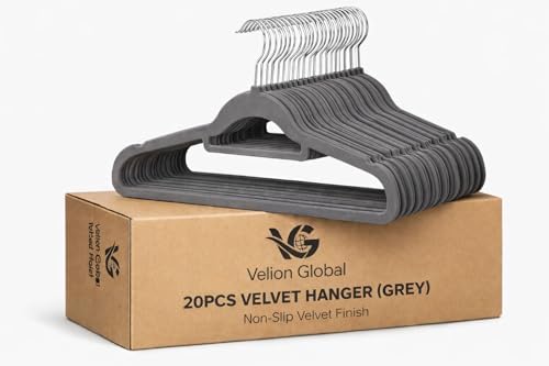 Non-Slip Clothes Hangers Set – Slim Velvet Coat Hangers with Swivel Hooks – Space-Saving Shirt, Dress & Jacket Hangers for Closet Organization (20, Grey) by Unknown