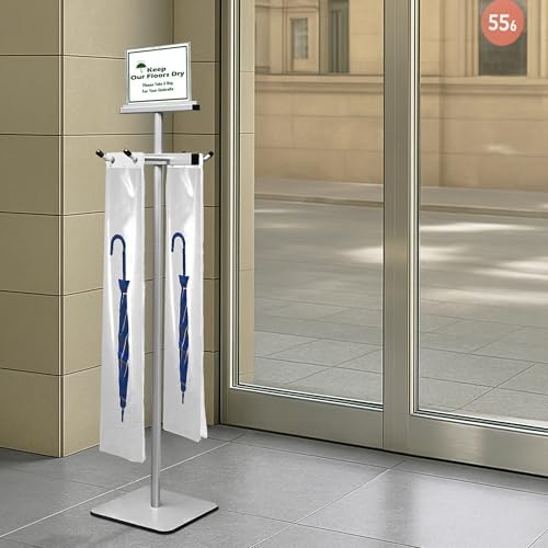 Umbrella Bag Stand, Wet Umbrella Stand with 220 Umbrellas Bags, Silver - Image 6