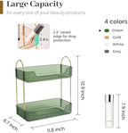 Aveniee Bathroom Counter Organizer, 2 Tier Perfume Skin Care Countertop Storage Shelf, Vanity Makeup Tray for Cosmetic Skincare Lotion,Green - Image 2
