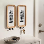 Marsui 2 Set Solid Oak Photobooth Strip Frame with Key Hooks, Wood Color Wall-mounted Photo Frame Fits 2'' x 6'' Photo Strips, for Home Wall Wedding Graduation Decor - Image 6
