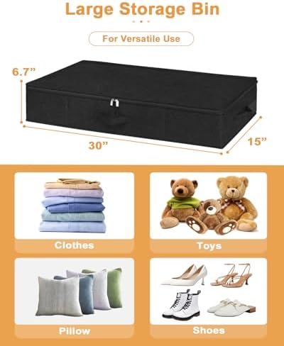 punemi 6.7 in Sturdy Under Bed Clothes Storage Containers, 2Pack, Black - Image 5