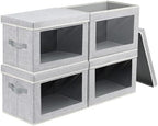 Homsorout Storage Baskets with Lids, 4 Pack Large Box Organizer with Window, Fabric Storage Cubes Bins for Closet, Collapsible Organizer Bins for Bedroom, Living Room, Dorm, Blended by Homsorout