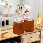 4 Pack Qtip Holder Dispenser with Lids,Brown Red Storage Containers,Bathroom Canisters Organizer for Cotton Ball,Cotton Swab,Cotton Round Pads,Floss 21214711 - Image 5