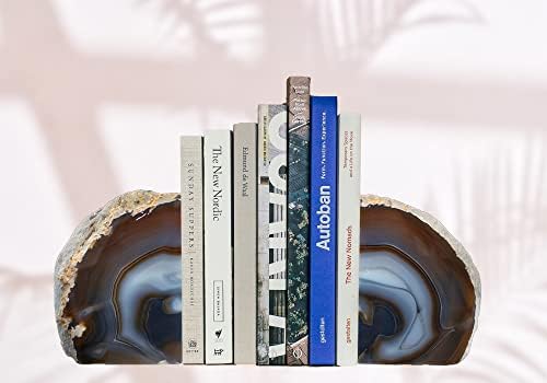 AMOYSTONE Natural Agate Bookends Solid Stone Book Ends for Study Shelves - Image 2