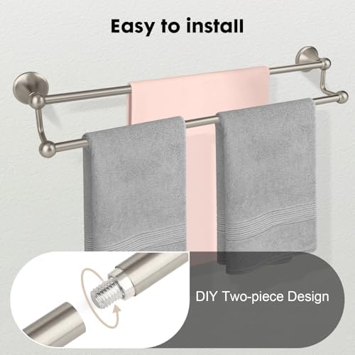 Antique Bathroom Double-Towel Bar Brushed Nickel, 24 Inch Towel Racks for Bathroom Wall Mounted,Bathroom Accessories Towel Holder,Bathroom TwoTowel Rod Hanger - Image 4
