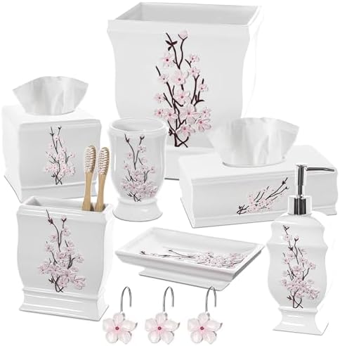 Vanda Cherry Blossom White Square Resin Tissue Box Cover with Bottom Slider - Image 5