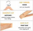 Amber Home 20 Pack 15" Natural Wooden Clothes Hangers for Woman - Image 3