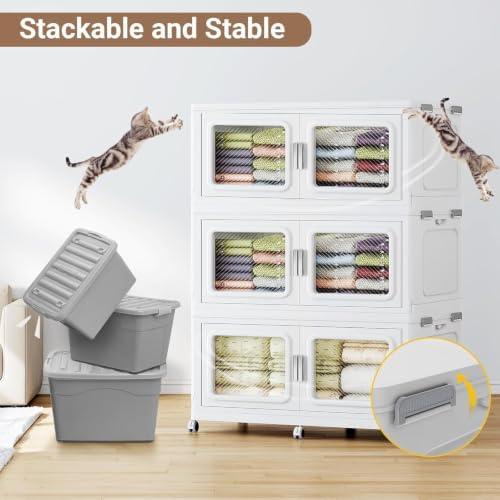 BROVIEW 220 Qt Extra Large Stackable Storage Bin with Lid, 1 Pack White - Image 6