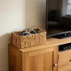2 Pack Hand-Woven Cable Management Boxes, Natural Woven Cord Organizer with Lid, 2 Open Slots Cable Storage Basket to Hide Power Strip and Charger for Home Office and Dorm,Decorative Wicker Baskets - Image 7