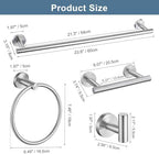 Brushed Nickel Bathroom Hardware Accessories Set, 5 Pieces Round Towel Bar Set Toilet Paper Holder Towel Rail Set for Bathroom Stainless Steel Wall Mounted Bathroom Set,23.6 in - Image 6