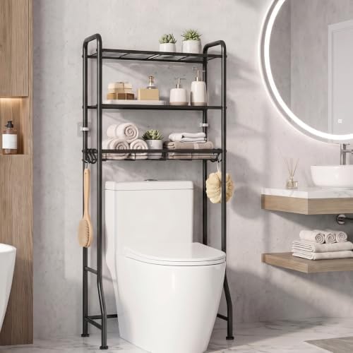 Delamu Over Toilet Storage Rack, 3 Tiers (62.8" H) Bathroom Organizer Shelf by DELAMU