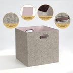 Posprica Collapsible Storage Bins,13×13 Foldable Storage Cube Boxes Fabric Drawer Fabric Storage Bins Vinyl Record Light Coffee, 4 Pack - Image 6
