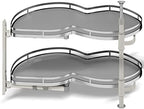 Blind Corner Cabinet Pull Out Organizer, Soft Close Swing Left Pull Out Cabinet Organizer 36inch, Corner Cabinet Lazy Susan for Corner Cabinet Blind Shelf, 2 Tiers Tray, Adjustable Height by Kinchoix