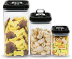 Felli Flip Tite Acrylic Food Storage Container with Lid 6” XL Air Tight Ring Seal Flip Lock, Plastic Kitchen Baking Canister for 5 lb Flour Sugar Rice Protein Powder Pantry Organizer (Nest-L Black) by Felli