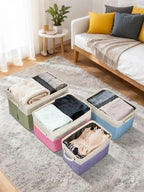 BALEINE 3 Pack Fabric Closet Storage Bins for Shelves, Linen Closet Organizers and Storage, Decorative Baskets for Organizing, Shelf, Clothes, Home, Office (Black, 17''x13''x10.5'') - Image 7
