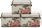 Stackable Storage Bins with Lids,Closet Organizers Fabric Box for Home and Office,Blanket Clothes Organizers,Under Bed Storage Containers 3 Pack by BestSellers