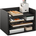 Ballucci File Organizer, 4-Tier Office Desk Organizer, Open Top Wood Paper Organizer for Classroom, Desktop Mail Sorter Paper Tray, Black by Ballucci