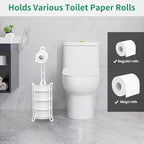 TomCare Toilet Paper Holder Stand Free Standing, Holds 4 Mega Rolls, White - Image 4