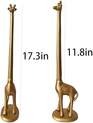 Giraffes Paper Towel Holder Cast Iron Paper Towel Holder Funny Toilet Paper Holder for The Floor or Counter in The Kitchen or Bathroom Bronze Rustic - Image 5