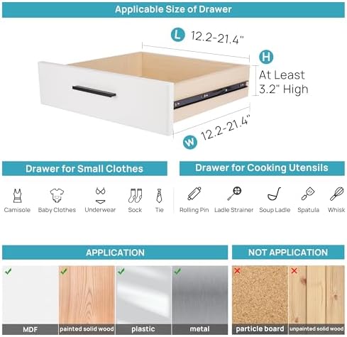 Vtopmart Drawer Dividers Organizers 4 Pack, Adjustable 3.2" High Expandable from 12.2-21.4" Kitchen Drawer Organizer, Clear Plastic Drawers Separators for Clothing, Installed by Double-sided Tape - Image 4