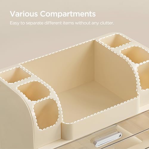 HBlife Makeup Organizer for Vanity with Brush Holder, Large Bathroom Countertop Cosmetic Organizer Skin Care Storage, Easy to Store Lipsticks, Nail Polishes, Perfumes, Eyeshadow Palettes, Beige - Image 5