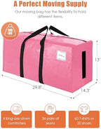 SWEET DOLPHIN 12 Pack 200LB Heavy-Duty Moving Bags with Wrap-Around Handles, Extra Large Storage Totes for Space Saving, Clothes Storage Bags, College Dorm Essentials, Pink, 24 Gal - Image 4