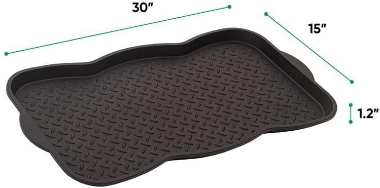 Superio Multi-Purpose Boot & Shoe Tray, Black, 29.75 x 15 Round Scalloped, Protects Floors from Water and Dirt, Waterproof for All Weather Indoor or Outdoor Use (2) - Image 2