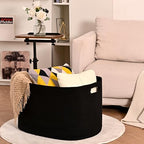 ICERZCZ Large Black Blanket Basket, Storage Baskets for Blankets, Woven Baskets for Storage, Woven Cotton Rope Basket for Toys, Clothes, Shoes, Books, Black, 25”x16”x16” (105L) - Image 3