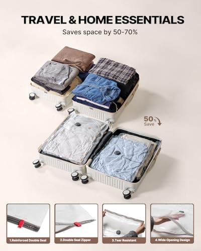 VINTAR 24Pack Space Saver Vacuum Storage Bags for Travel with Cordless Pump - Image 3