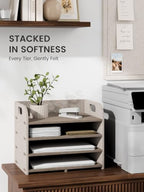 Fluxynara 4-Tier Felt File Organizer with Carry Handles, Linen Dune - Image 2