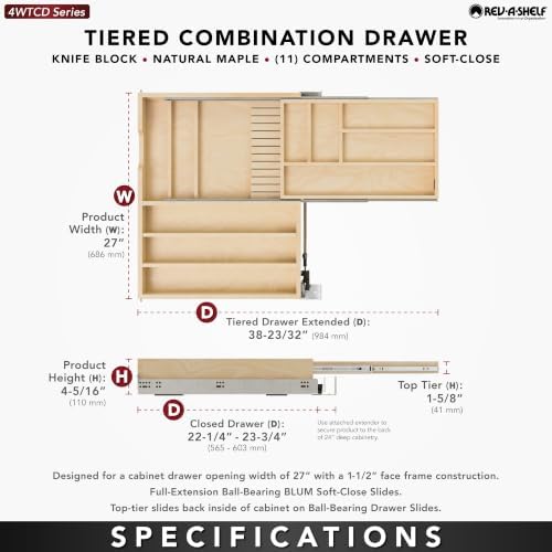 Rev-A-Shelf Replacement Cutlery Drawer System, Min Opening of 27" W - Image 6