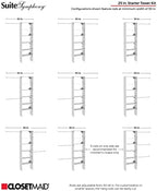 ClosetMaid SuiteSymphony Wood Closet Organizer System, 25-Inch Starter Kit with Tower and 3 Hang Rods and Shelving, Adjustable Shelves, Customizable Insert, Reach-in or Walk-in Closets, Pure White - Image 5